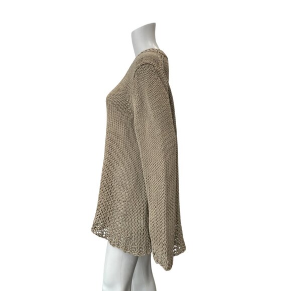 Michael Kors Beige Linen Open Knit Pullover Sweater size XL - Picture 4 of 7